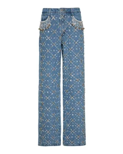 PatBO HAND-BEADED HIGH WAIST JEANS (FINAL SALE)- Matching Sets|Denim
