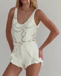PatBO Hand-Beaded Jacquard Bodysuit (FINAL SALE)- One Pieces|Matching Sets