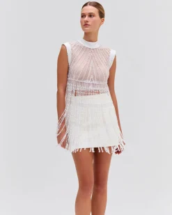 PatBO HAND-BEADED LACE TOP (EXCLUSIVE)- Tops & Bodysuits