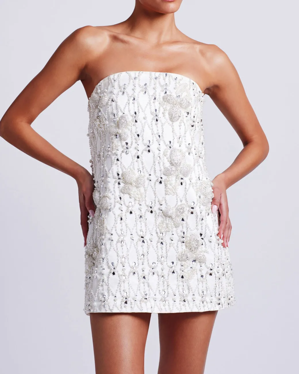 PatBO Hand-Beaded Satin Mini Dress (FINAL SALE)- Dresses & Jumpsuits