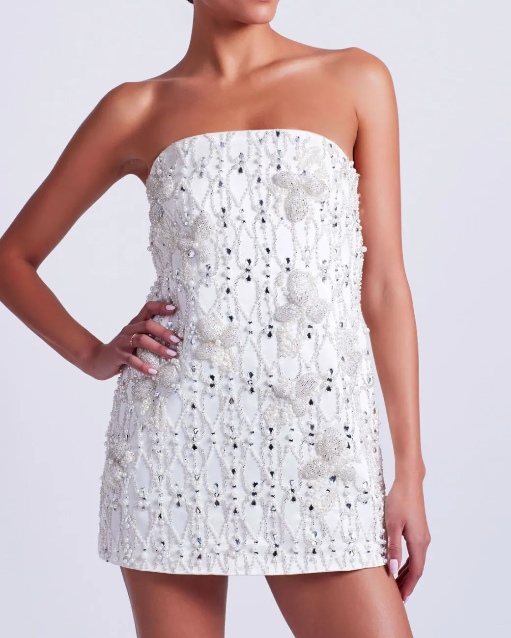 PatBO Hand-Beaded Satin Mini Dress (FINAL SALE)- Dresses & Jumpsuits