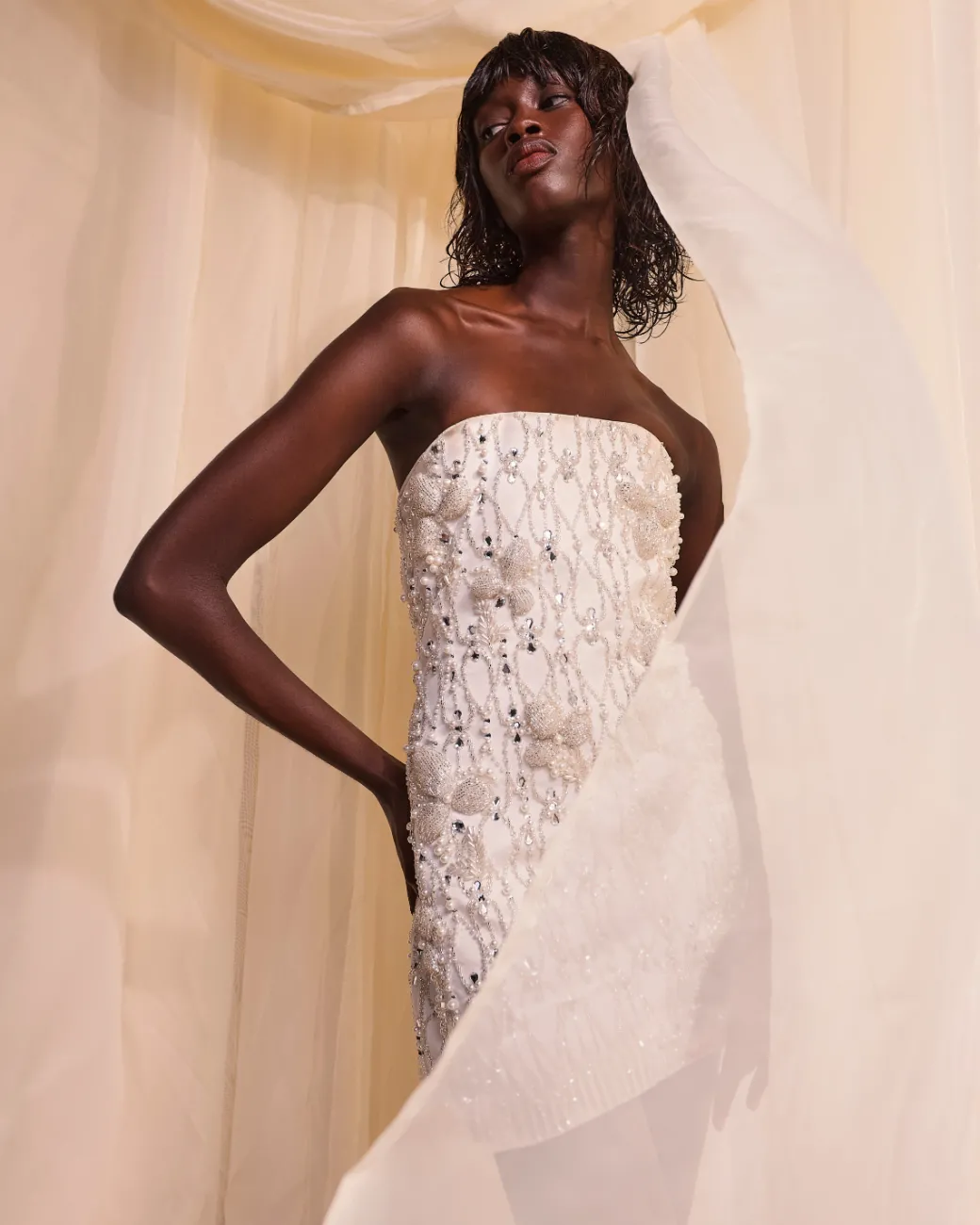 PatBO Hand-Beaded Satin Mini Dress (FINAL SALE)- Dresses & Jumpsuits