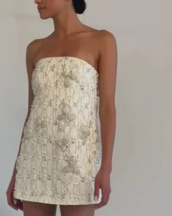 PatBO Hand-Beaded Satin Mini Dress (FINAL SALE)- Dresses & Jumpsuits