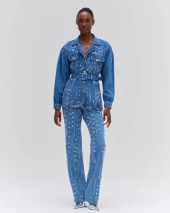 PatBO Hand-Beaded Straight Leg Jeans- Matching Sets|Denim