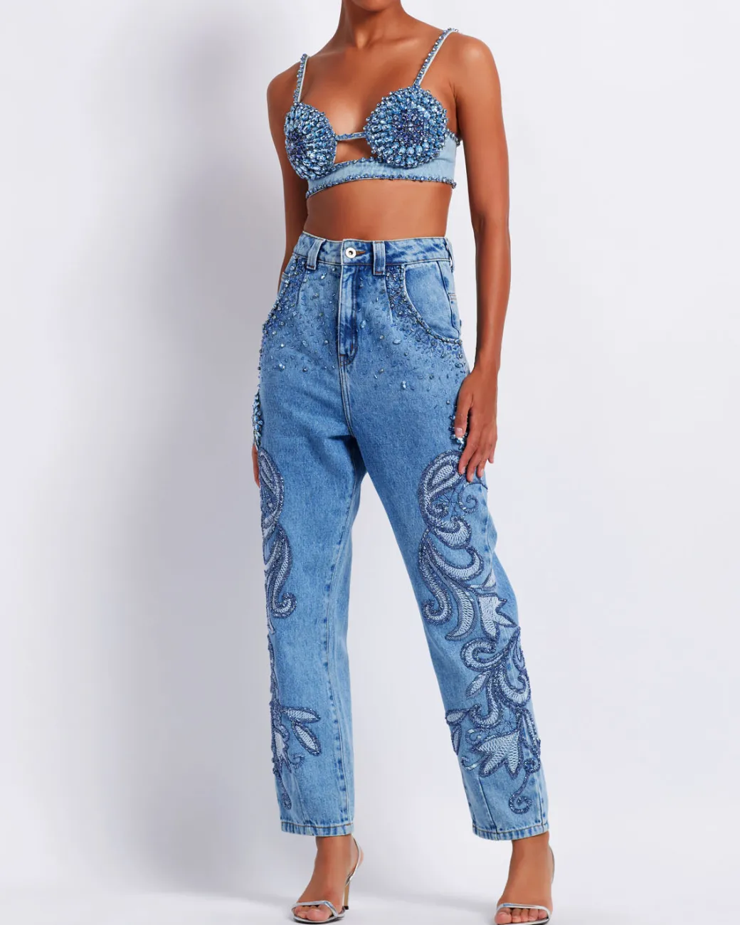 PatBO HAND-BEADED STRAIGHT LEG JEANS (FINAL SALE)- Matching Sets|Denim