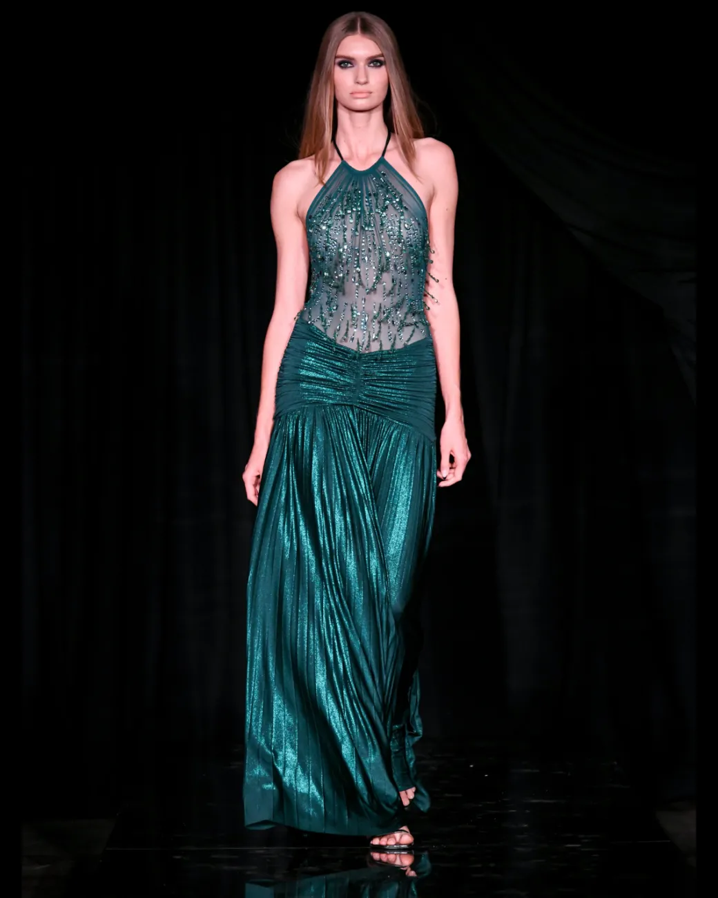 PatBO Hand-Beaded Tulle and Jersey Gown (RUNWAY)- Dresses & Jumpsuits