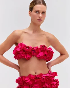 PatBO Hand-Embroidered 3D Flower Top- Tops & Bodysuits