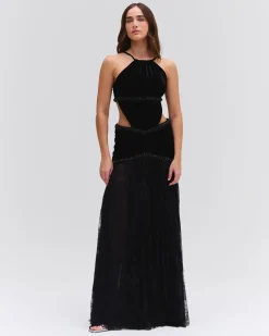 PatBO High Neck Velvet and Lace Gown (RUNWAY)- Dresses & Jumpsuits
