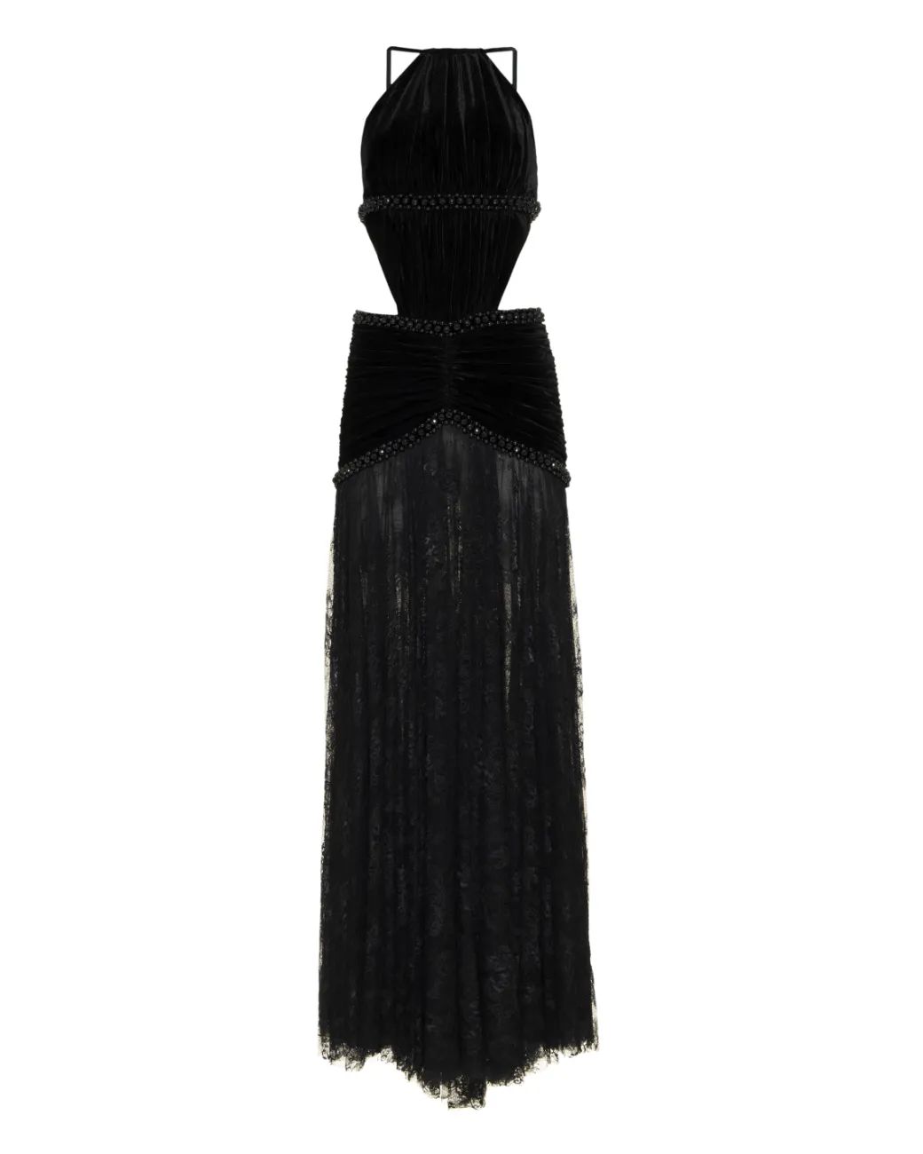PatBO High Neck Velvet and Lace Gown (RUNWAY)- Dresses & Jumpsuits