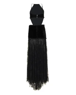 PatBO High Neck Velvet and Lace Gown (RUNWAY)- Dresses & Jumpsuits