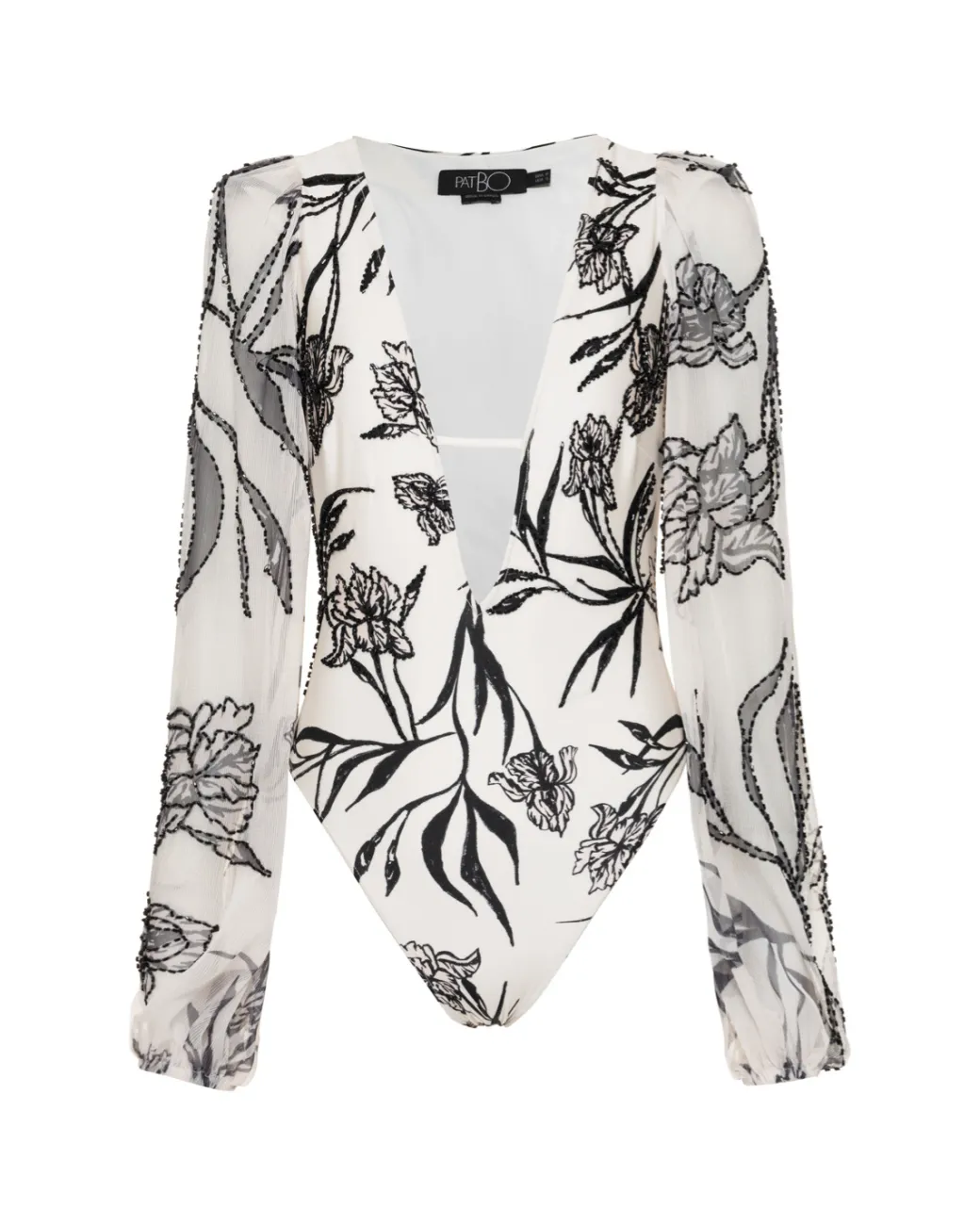 PatBO IRIS LONG SLEEVE EMBROIDERED ONE PIECE- One Pieces