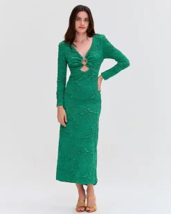 PatBO Jacquard Cut Out Midi Dress (FINAL SALE)- Dresses & Jumpsuits