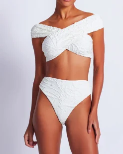 PatBO Jacquard High Leg Bikini Bottom- Bikinis