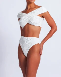 PatBO Jacquard High Leg Bikini Bottom- Bikinis