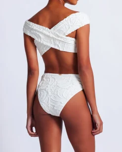 PatBO Jacquard High Leg Bikini Bottom- Bikinis