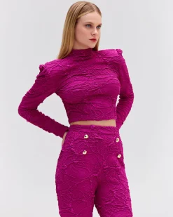 PatBO Jacquard Mock Neck Cropped Top- Matching Sets|Tops & Bodysuits