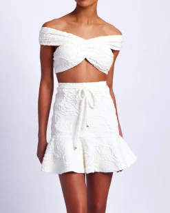 PatBO Jacquard Off-the-Shoulder Bikini Top- Bikinis