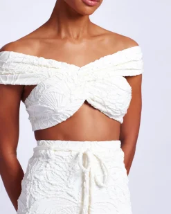 PatBO Jacquard Off-the-Shoulder Bikini Top- Bikinis