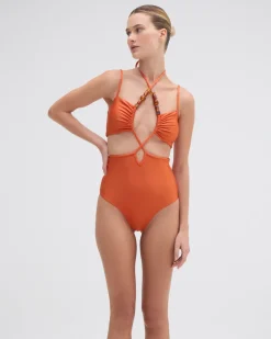 PatBO JERSEY SANDS LACE UP ONE PIECE- One Pieces