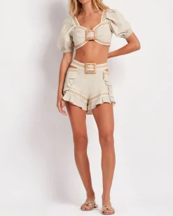 PatBO JUTE TRIM CROPPED TOP (FINAL SALE)- Tops & Bodysuits