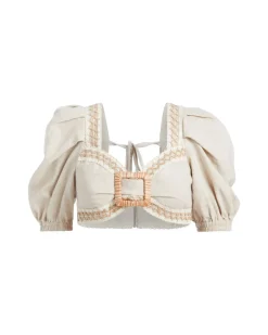 PatBO JUTE TRIM CROPPED TOP (FINAL SALE)- Tops & Bodysuits