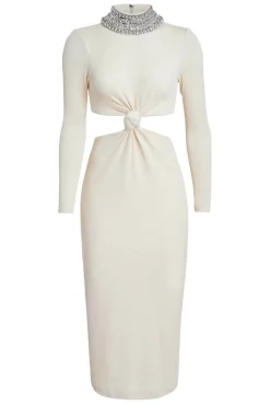 PatBO KNIT MIDI DRESS WITH EMBELLISHED COLLAR (FINAL SALE)- Dresses & Jumpsuits