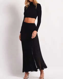 PatBO Knit Mock Neck Cropped Top (FINAL SALE)- Tops & Bodysuits