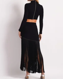 PatBO Knit Mock Neck Cropped Top (FINAL SALE)- Tops & Bodysuits