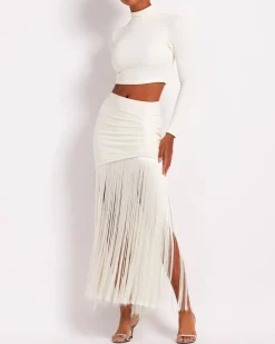 PatBO Knit Mock Neck Cropped Top (FINAL SALE)- Tops & Bodysuits