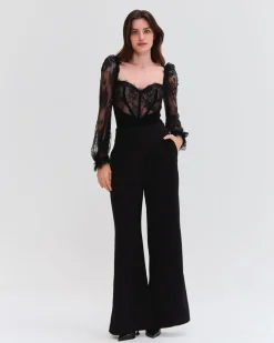 PatBO LACE AND VELVET BODYSUIT- Tops & Bodysuits