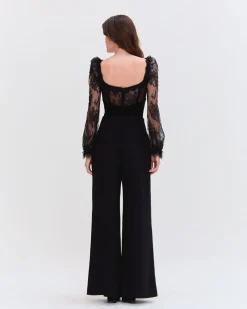 PatBO LACE AND VELVET BODYSUIT- Tops & Bodysuits