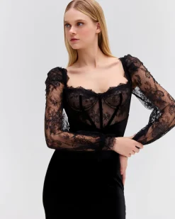 PatBO LACE AND VELVET MIDI DRESS- Dresses & Jumpsuits