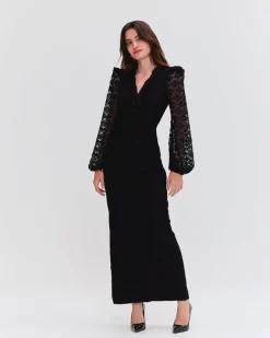 PatBO LACE DEEP V MIDI DRESS- Dresses & Jumpsuits