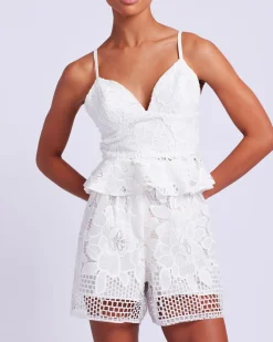 PatBO Lace Peplum Top (EXCLUSIVE)- Matching Sets|Tops & Bodysuits