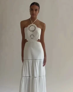 PatBO Lasercut Cotton Poplin Maxi Dress (FINAL SALE)- Dresses & Jumpsuits