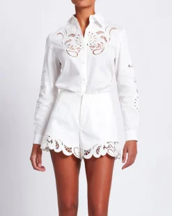 PatBO Lasercut Cotton Poplin Shorts (FINAL SALE)- Bottoms