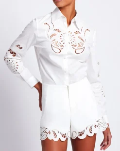 PatBO Lasercut Cotton Poplin Shorts (FINAL SALE)- Bottoms