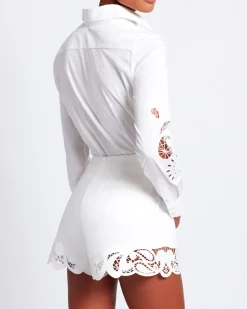 PatBO Lasercut Cotton Poplin Shorts (FINAL SALE)- Bottoms