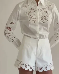 PatBO Lasercut Cotton Poplin Shorts (FINAL SALE)- Bottoms