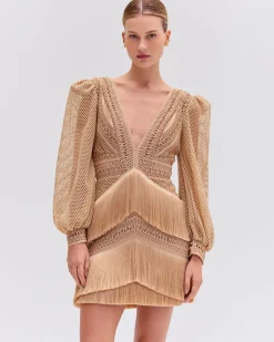 PatBO Long Sleeve Fringe Mini Dress- Dresses & Jumpsuits