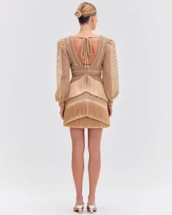 PatBO Long Sleeve Fringe Mini Dress- Dresses & Jumpsuits