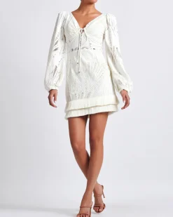 PatBO Long Sleeve Lace Mini Dress (FINAL SALE)- Dresses & Jumpsuits