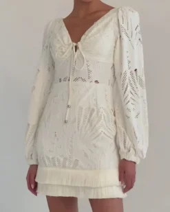PatBO Long Sleeve Lace Mini Dress (FINAL SALE)- Dresses & Jumpsuits