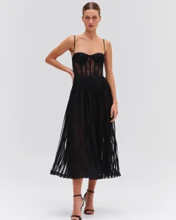 PatBO LUREX TULLE BUSTIER MIDI DRESS- Dresses & Jumpsuits