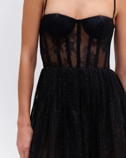 PatBO LUREX TULLE BUSTIER MIDI DRESS- Dresses & Jumpsuits
