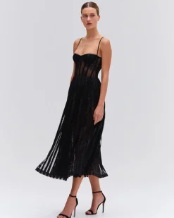 PatBO LUREX TULLE BUSTIER MIDI DRESS- Dresses & Jumpsuits