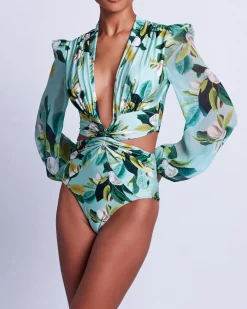 PatBO Magnolia Plunge Bodysuit (FINAL SALE)- One Pieces