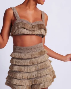 PatBO Metallic Fringe Bralette- Tops & Bodysuits|Matching Sets
