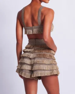 PatBO Metallic Fringe Bralette- Tops & Bodysuits|Matching Sets