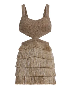 PatBO Metallic Fringe Cut-Out Mini Dress- Dresses & Jumpsuits